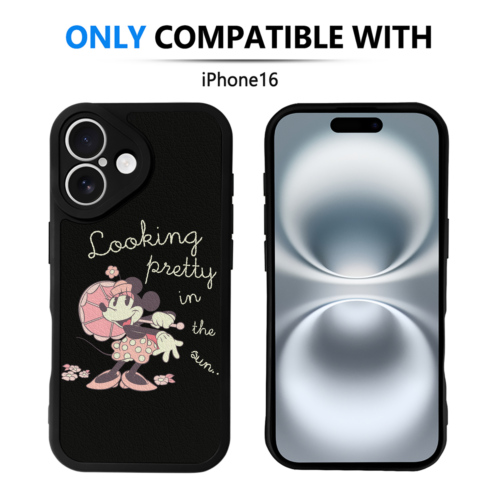 （画像用） ミッキーマウス Mickey Mouse 【iPhone 16シリーズ対応】シリコンスマホケース（レザー調） 材質：シリコン